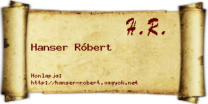 Hanser Róbert névjegykártya